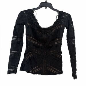 cinq a sept Black Lace Women's Top